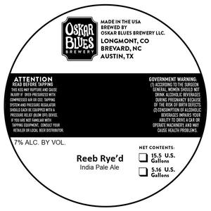 Oskar Blues Brewery Reeb Rye'd March 2020