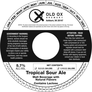 Old Ox Brewery Tropical Sour Ale March 2020