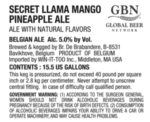 Secret Llama Mango Pineapple Ale March 2020
