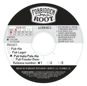 Forbidden Root Pub India Pale Ale: Release Number 1 March 2020