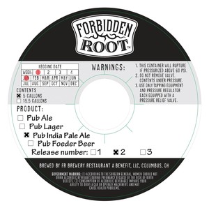 Forbidden Root Pub India Pale Ale: Release Number 2 March 2020