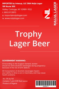 Trophy Lager Beer March 2020