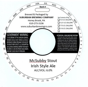 Suburban Brewing Company Mcsubby Stout March 2020
