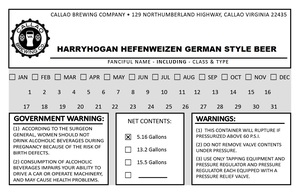 Callao Brewing Co. Harryhogan Hefenweizen German Style Beer March 2020