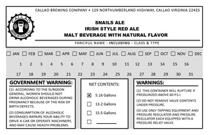 Callao Brewing Co. Snails Ale Irish Style Red Ale Malt Beverage With Natural Flavor