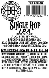 Breckenridge Brewery, LLC Single Hop IPA