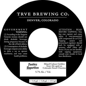Trve Brewing Co. Faceless Apparition Mixed Culture Golden Sour Ale Aged On Colorado Sweet Cherries