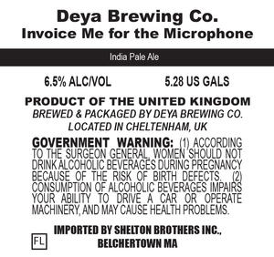 Deya Brewing Co. Invoice Me For The Microphone March 2020