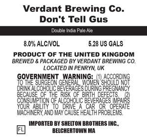 Verdant Brewing Co. Don't Tell Gus March 2020