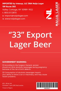 "33" Export Lager Beer Premium Lager Beer