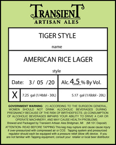 Transient Artisan Ales Tiger Style