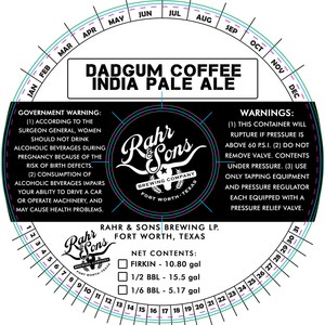 Rahr & Sons Brewing Company Dadgum Coffee India Pale Ale