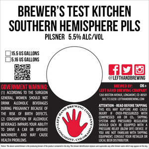 Left Hand Brewing Company Brewer's Test Kitchen Southern Hemisphere Pils