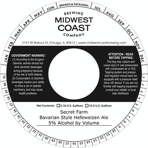 Midwest Coast Brewing Company Secret Farm Bavarian Style Hefeweizen Ale