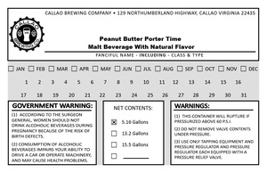 Callao Brewing Co. Peanut Butter Porter Time Malt Beverage With Natural Flavor