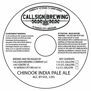 Callsign Brewing Company LLC Chinook India Pale Ale April 2020