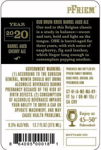 Pfriem Family Brewers Oud Bruin Kriek Barrel Aged Ale