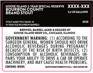 Goose Island Beer Co. Goose Island 2-year Special Reserve Bourbon County Brand Stout