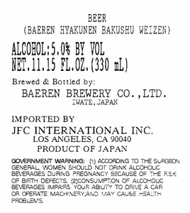 Baeren Hyakunen Bakushu Weizen 