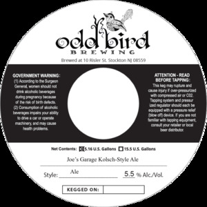 Odd Bird Brewing Joe's Garage Kolsch-style Ale