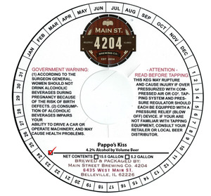 Main Street Brewing Co. 4204 Pappo's Kiss