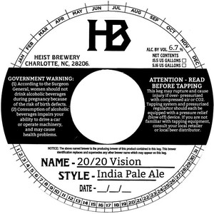 Heist Brewery 20/20 Vision May 2020