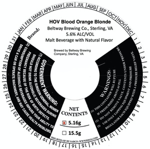 Beltway Brewing Company Hov Blood Orange Blonde