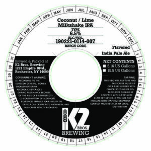 K2 Bros. Brewing Coconut / Lime Milkshake IPA