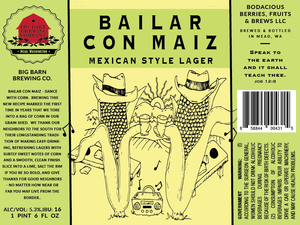 Big Barn Brewing Co. Bailar Con Maiz Mexican Style Lager