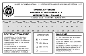 Callao Brewing Co. Dubbel Entendre Belgian Style Dubbel Ale With Natural Flavors