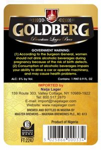 Goldberg Premium Lager Beer May 2020