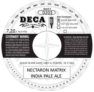 Deca Beer Company Nectaron Matrix India Pale Ale March 2022