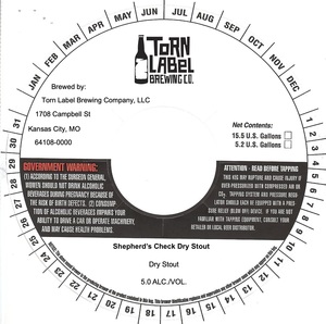 Torn Label Brewing Company Shepherd's Check Dry Stout March 2022