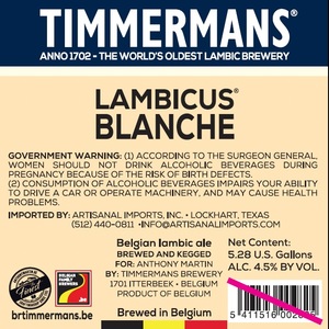 Timmermans Lambicus Blanche March 2022