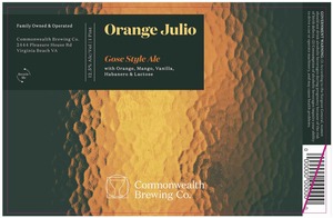 Commonwealth Brewing Co Orange Julio