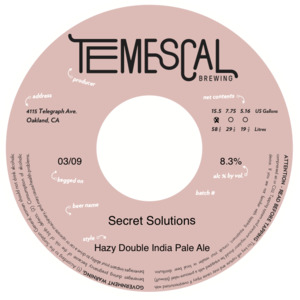 Temescal Brewing Secret Solutions March 2022