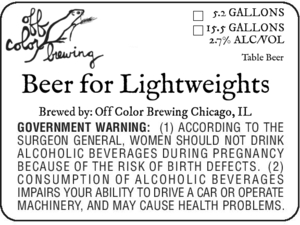 Off Color Brewing Beer For Lightweights