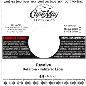 Cape May Brewing Co. Resolve March 2022