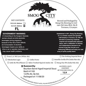 Smog City Brewing Buzzworthy Bourbon Barrel-aged Imperial Stout March 2022