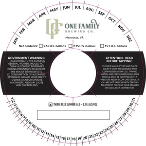 One Family Brewing Third Base March 2022