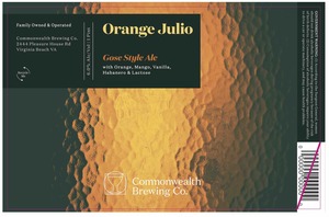 Commonwealth Brewing Co Orange Julio