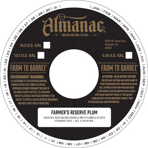 Almanac Beer Co. Farmer's Reserve Plum