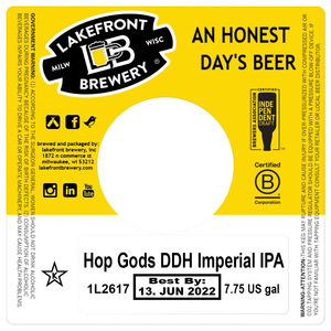 Lakefront Brewery Hop Gods