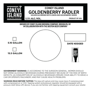 Coney Island Brewing Company Goldenberry Radler April 2022