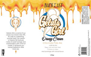 Back East Brewery Gelato Girl Orange Cream