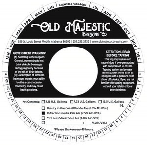 Old Majestic Brewing Company Reflections India Pale Ale March 2022