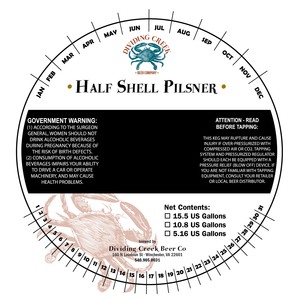 Dividing Creek Beer Co Half Shell Pilsner