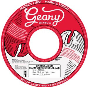 Geary Brewing Co Barrel Aged Hampshire Special Ale March 2022