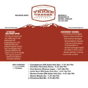 Three Creeks Brewing Co Firestorm Red Ale