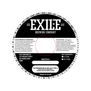 Exile Brewing Company Tiki Bohemian April 2022
